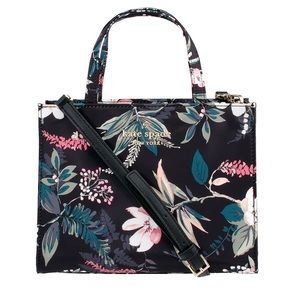 kate spade NWT black multi watson lane botanical sam cross-body satchel purse